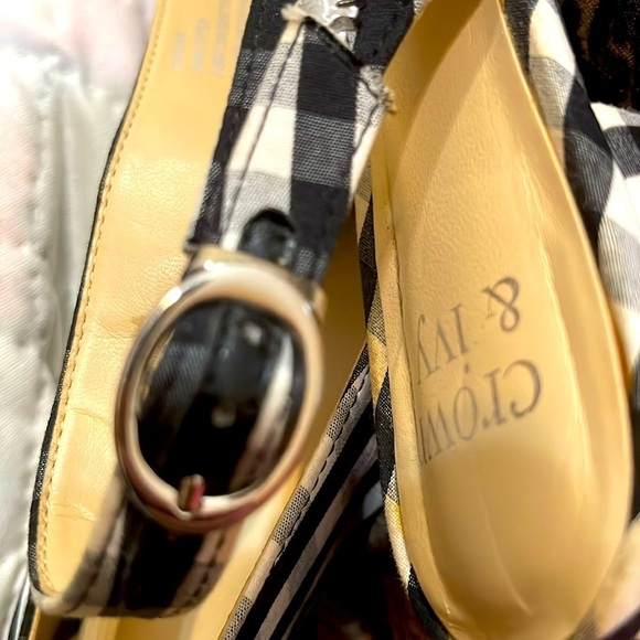Crown and Ivy Size 7 Slingback Sandals Black and White Check - Picture 10 of 11